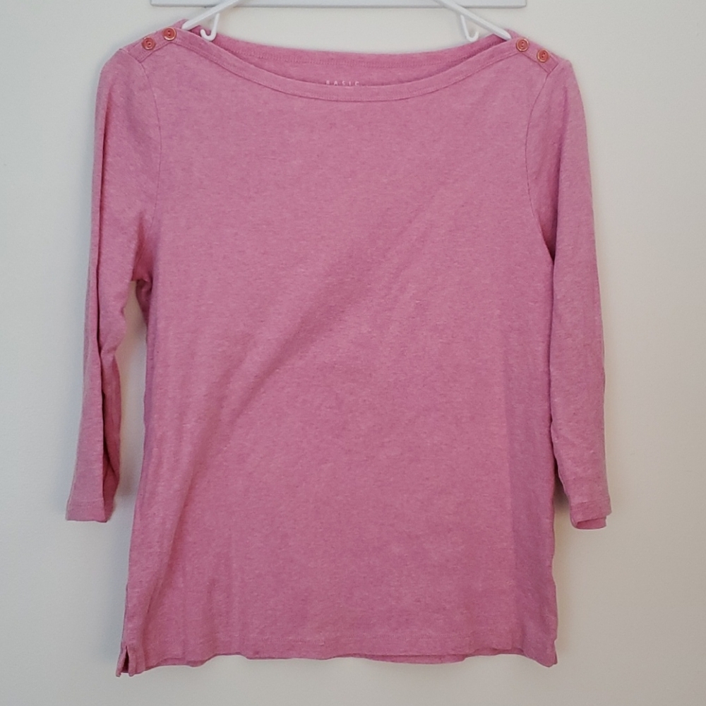 Basic Editions Pink 3/4 Sleeve Top Size Medium
